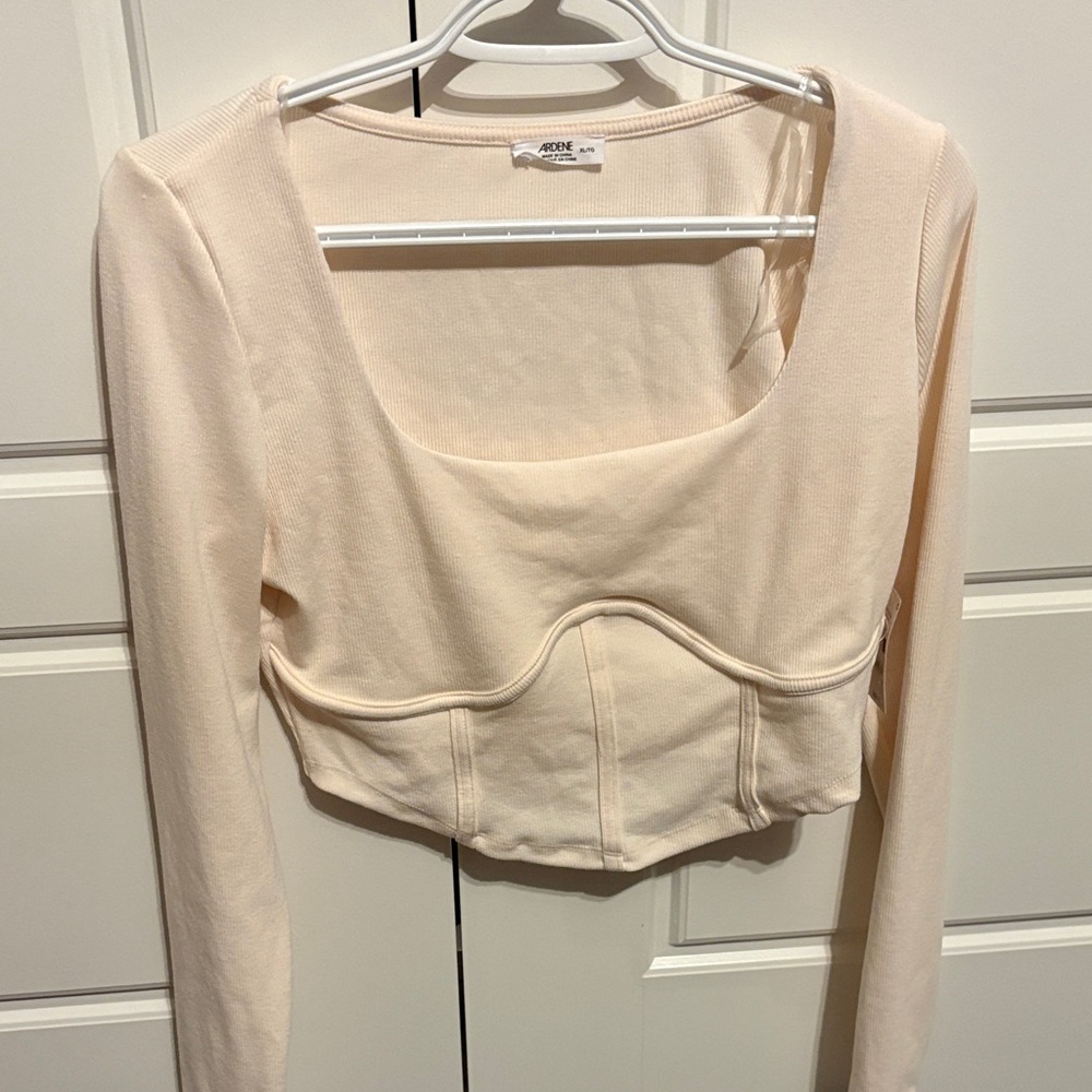 Ardene Cream Long Sleeve Crop Top